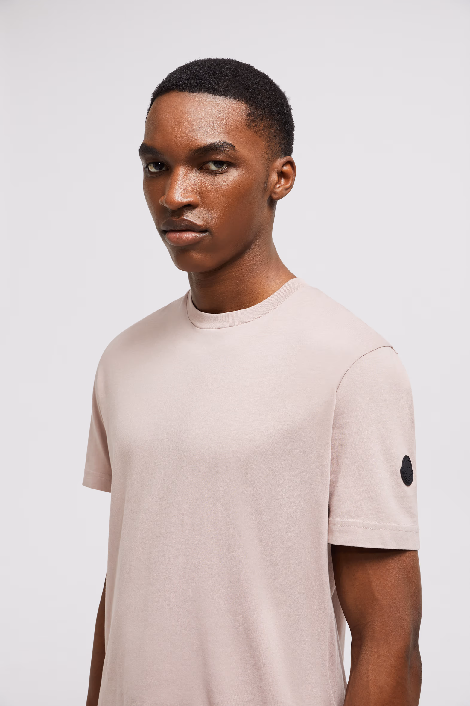Back Logo Cotton T-Shirt Men Light Pink Moncler 4